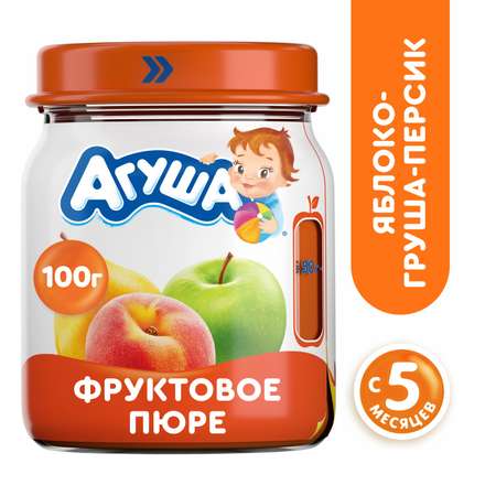 Пюре Агуша яблоко-груша-персик 100г с 5месяцев
