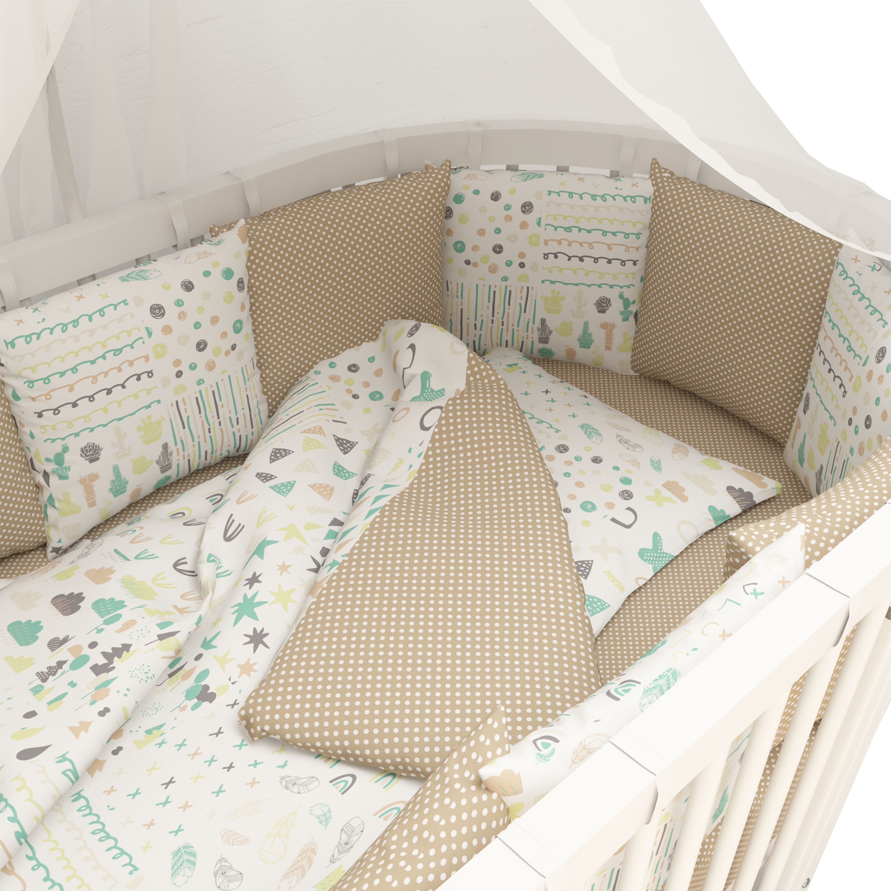 Комплект постельного белья Amarobaby Абстракция 4предмета Белый-Коричневый - фото 5