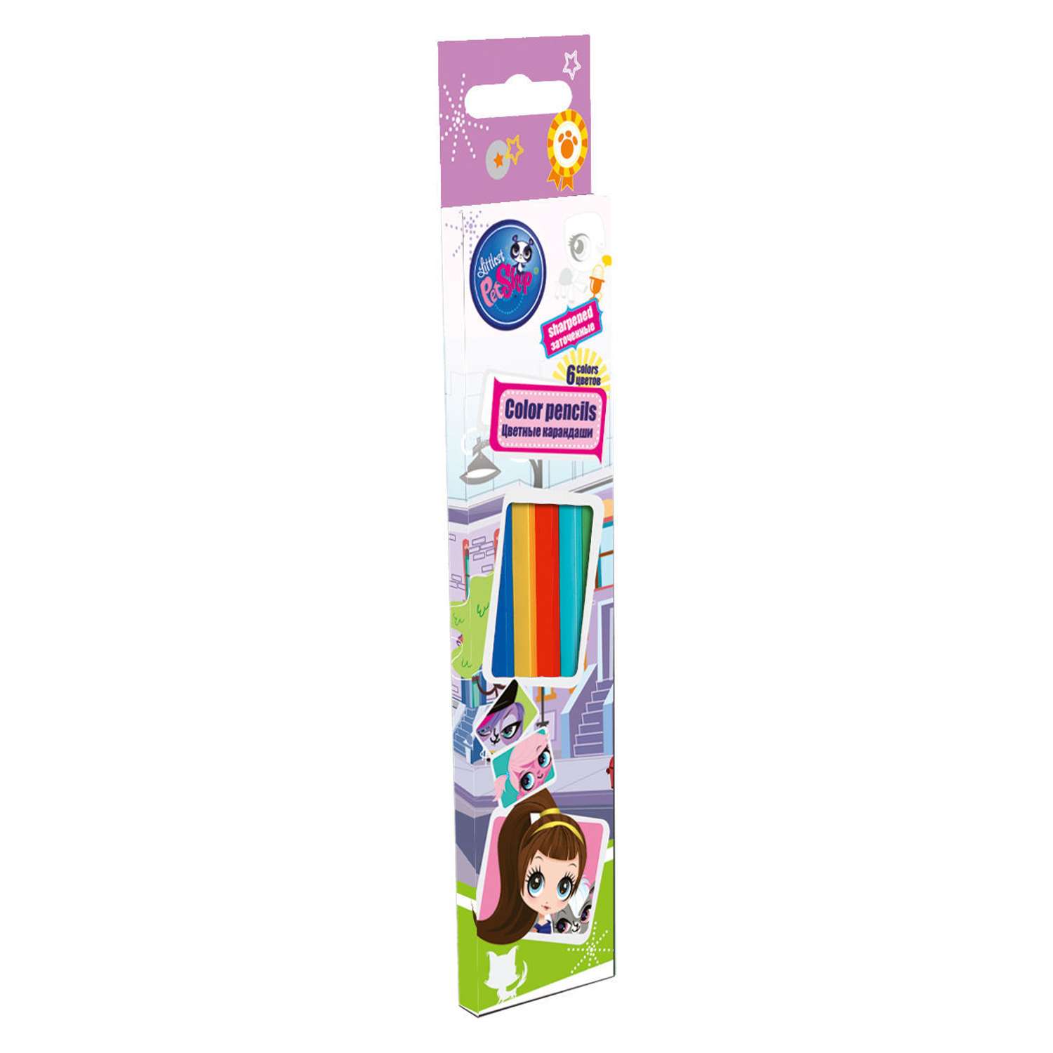 Набор цветных карандашей Kinderline 6цв Littlest Pet Shop - фото 1