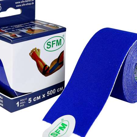 Кинезиотейп SFM Hospital Products SFM-Plaster на хлопковой основе 5см Х 500см синего цвета в диспенсере