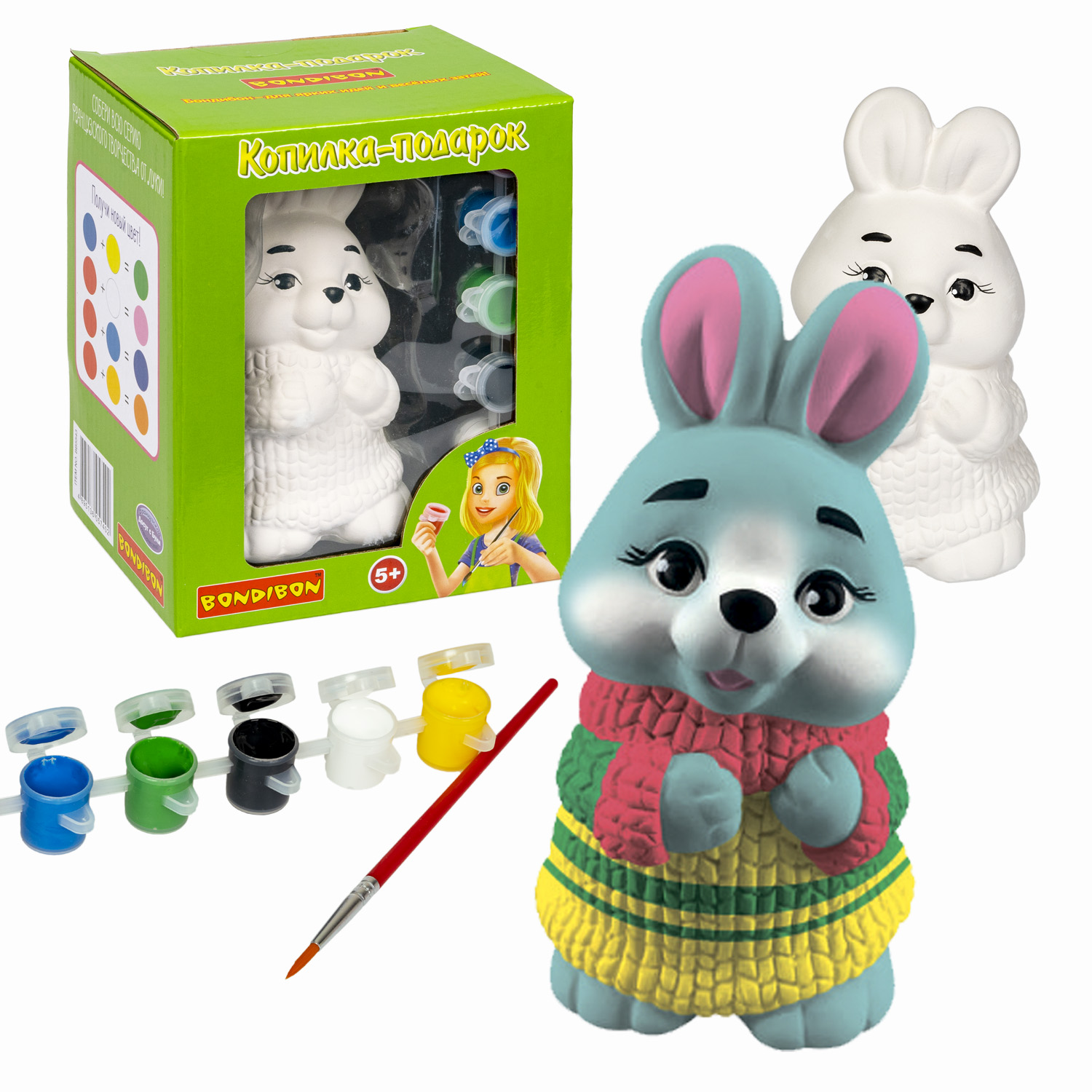 Набор для творчества BONDIBON Копилка подарок Гипсовый кролик серия Досуг с Буки - фото 1