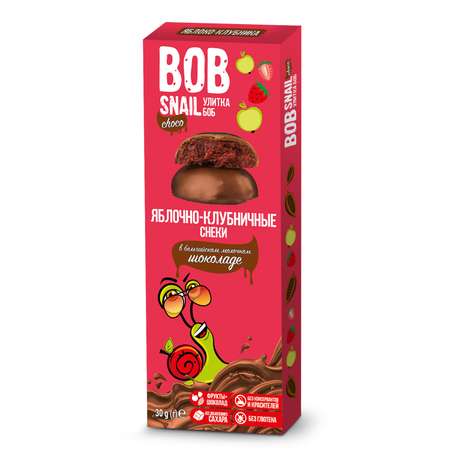 Снек Bob Snail Фруктово-ягодный яблочно-клубничный в молочном бельгийском шоколаде без добавленного сахара 30г