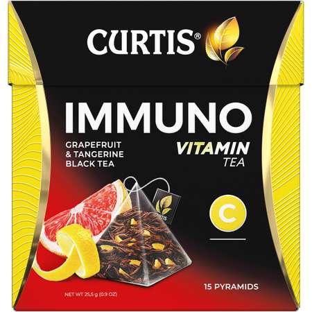 Чай черный Curtis Immuno 15 пирамидок с цедрой апельсина и лимона витамином C