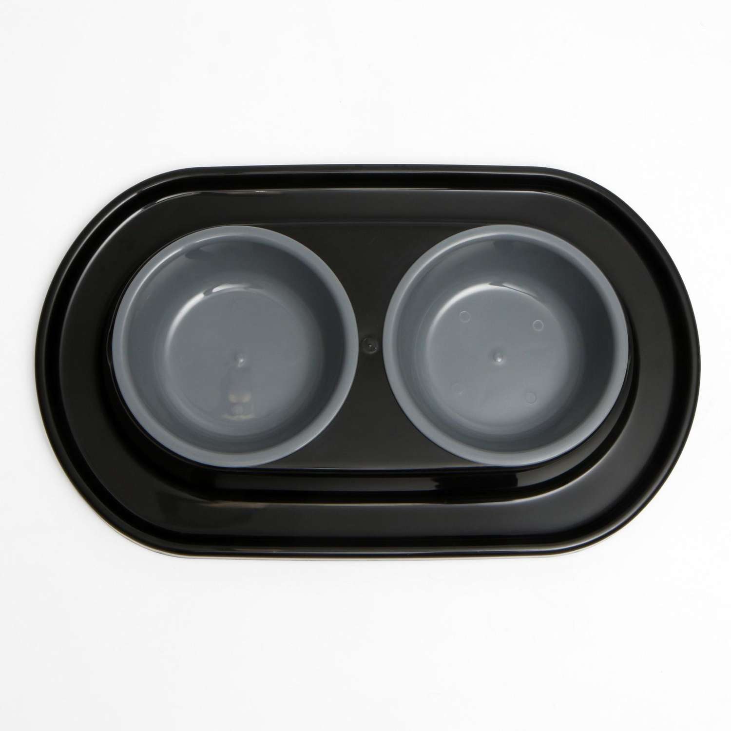 Миски Пижон пластиковая двойная на подставке 36х21.5х5см 0.3л чёрная - фото 2