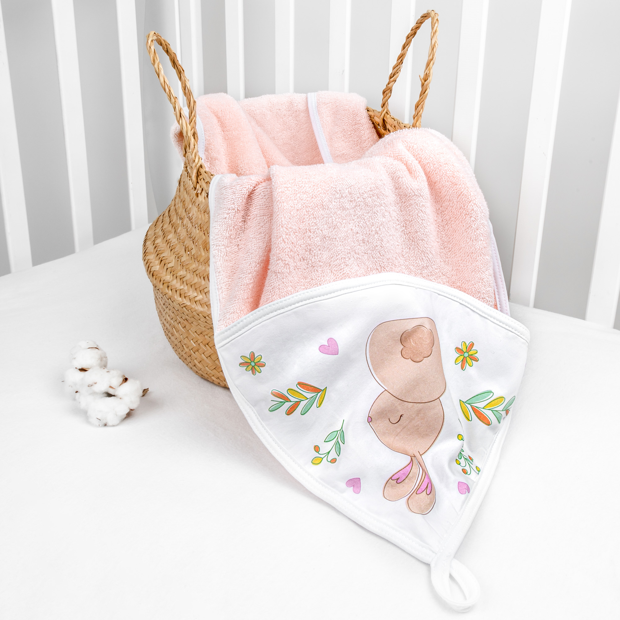 Полотенце AmaroBaby с уголком Wash Rabbit 90х90 см розовое - фото 5