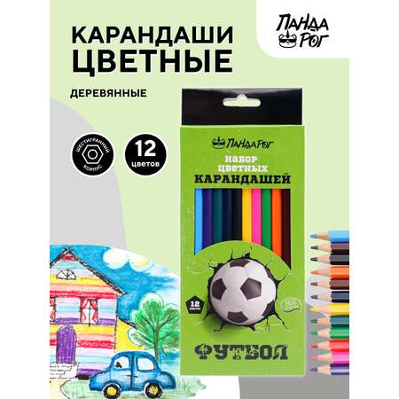 Карандаши цветные деревянные ПАНДАРОГ FOOTBALL 12 цветов гриф d265мм шестигранные