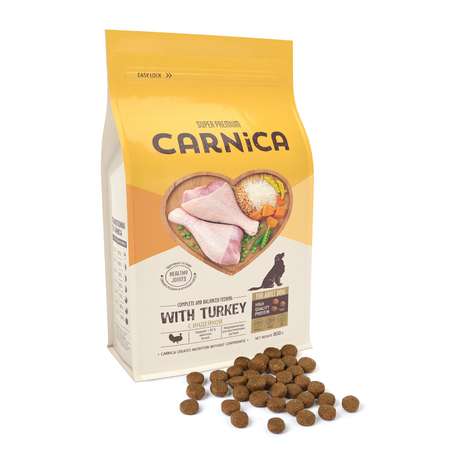 Корм для собак Carnica 0.8кг индейка-рис с овощами для средних и крупных пород