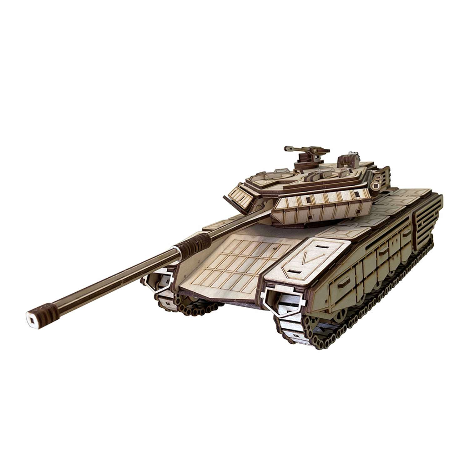 Деревянный конструктор ViromToys Сборная модель военный Танк подвижный - фото 1
