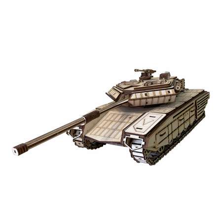 Деревянный конструктор ViromToys Сборная модель военный Танк подвижный
