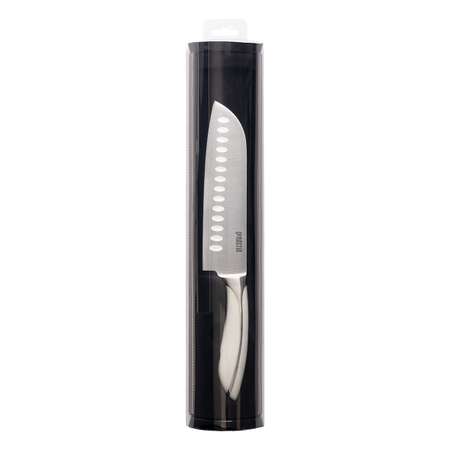 Нож кухонный DeNASTIA японский шеф-нож белая ручка длина клинка 17.5 см