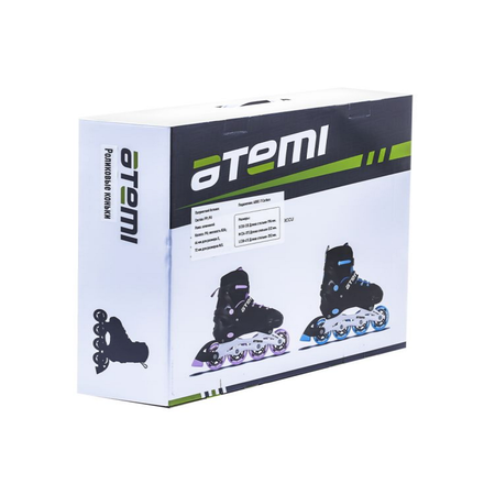 Роликовые коньки Atemi раздвижные Carbon SB черно-розовые размер 30-33
