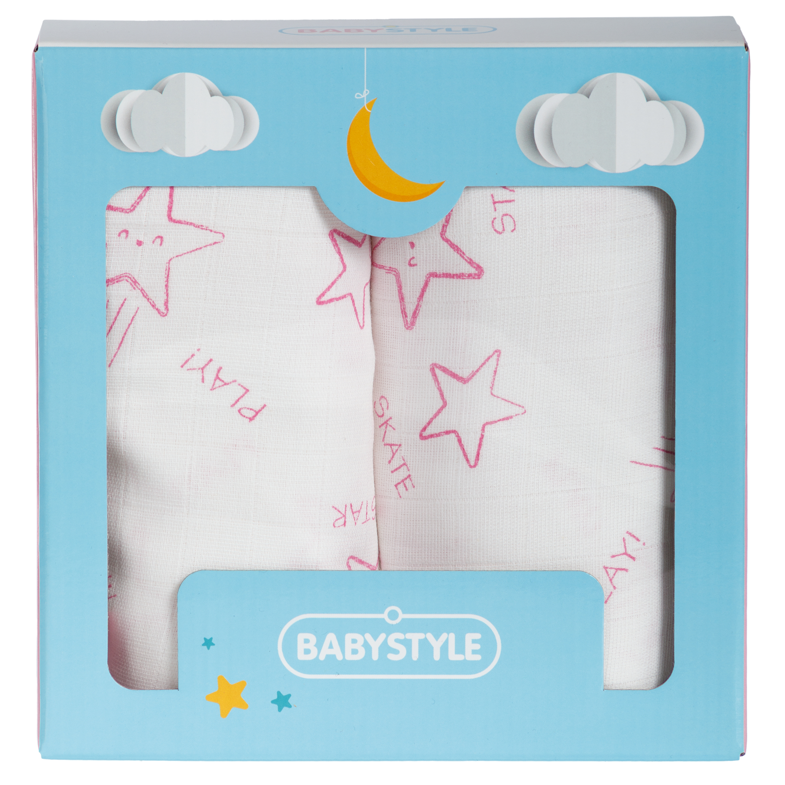 Пеленки муслиновые BABY STYLE 115*115 Звездочка розовый 2 шт - фото 3