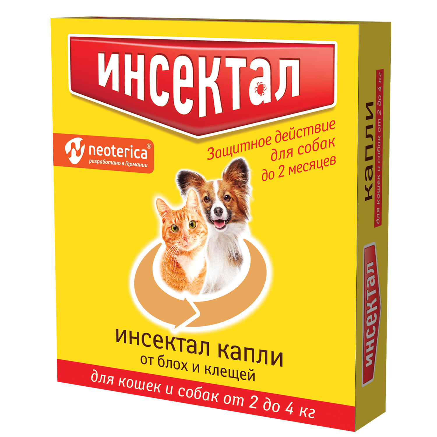 Капли для кошек и собак Инсектал 2-4кг от блох и клещей 0.5мл купить по  цене 78.9 ₽ с доставкой в Москве и России, отзывы, фото