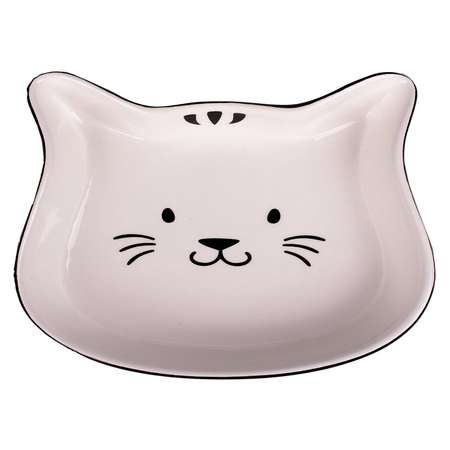 Миска для кошек Mr.Kranch Мордочка кошки керамическая 200мл Черная с белым