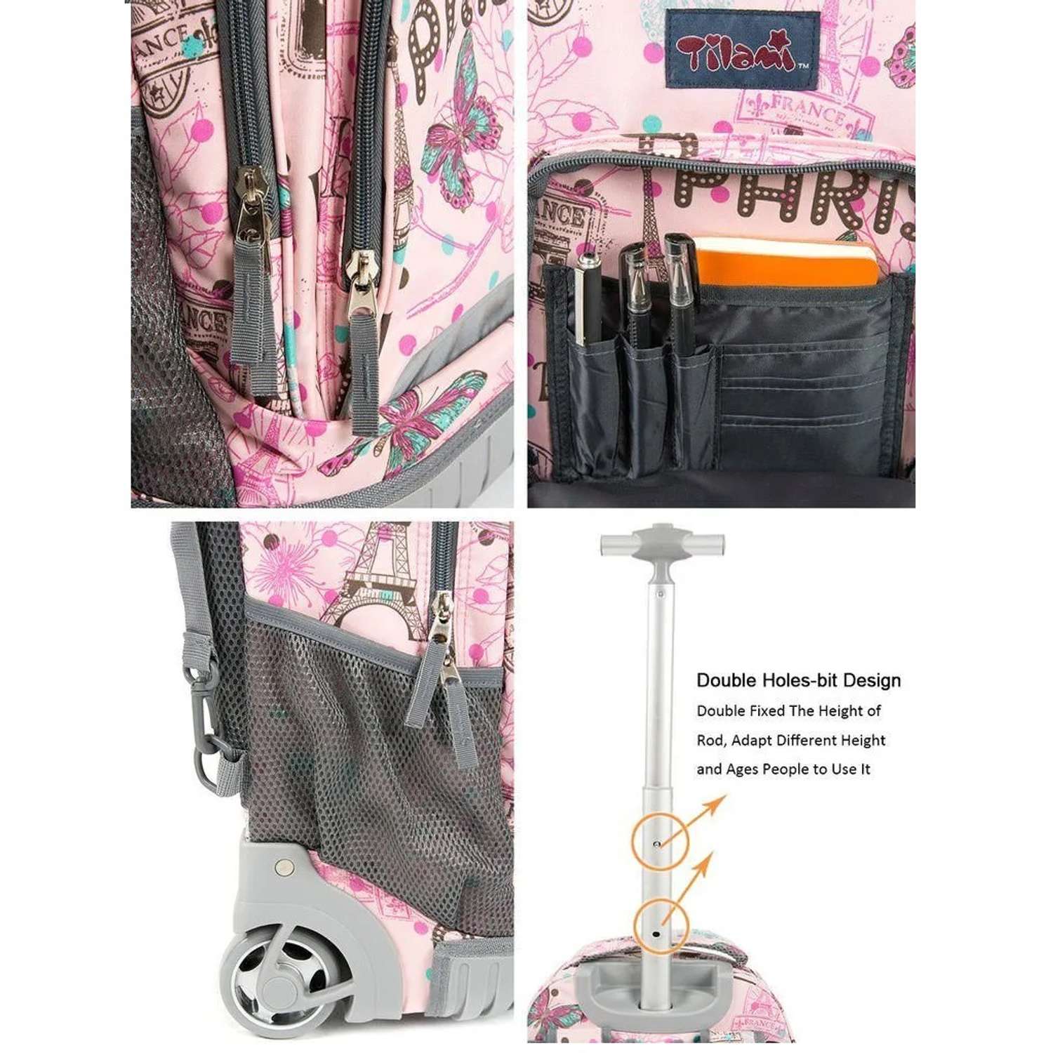 Рюкзак на колесах Tilami Pink Butterfly - фото 5