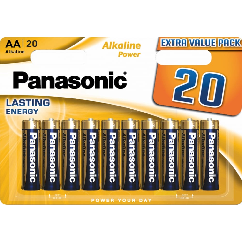 Щелочная батарейка Panasonic AA щелочные Alkaline power multi pack в блистере 20шт LR6REB/20BW - фото 1