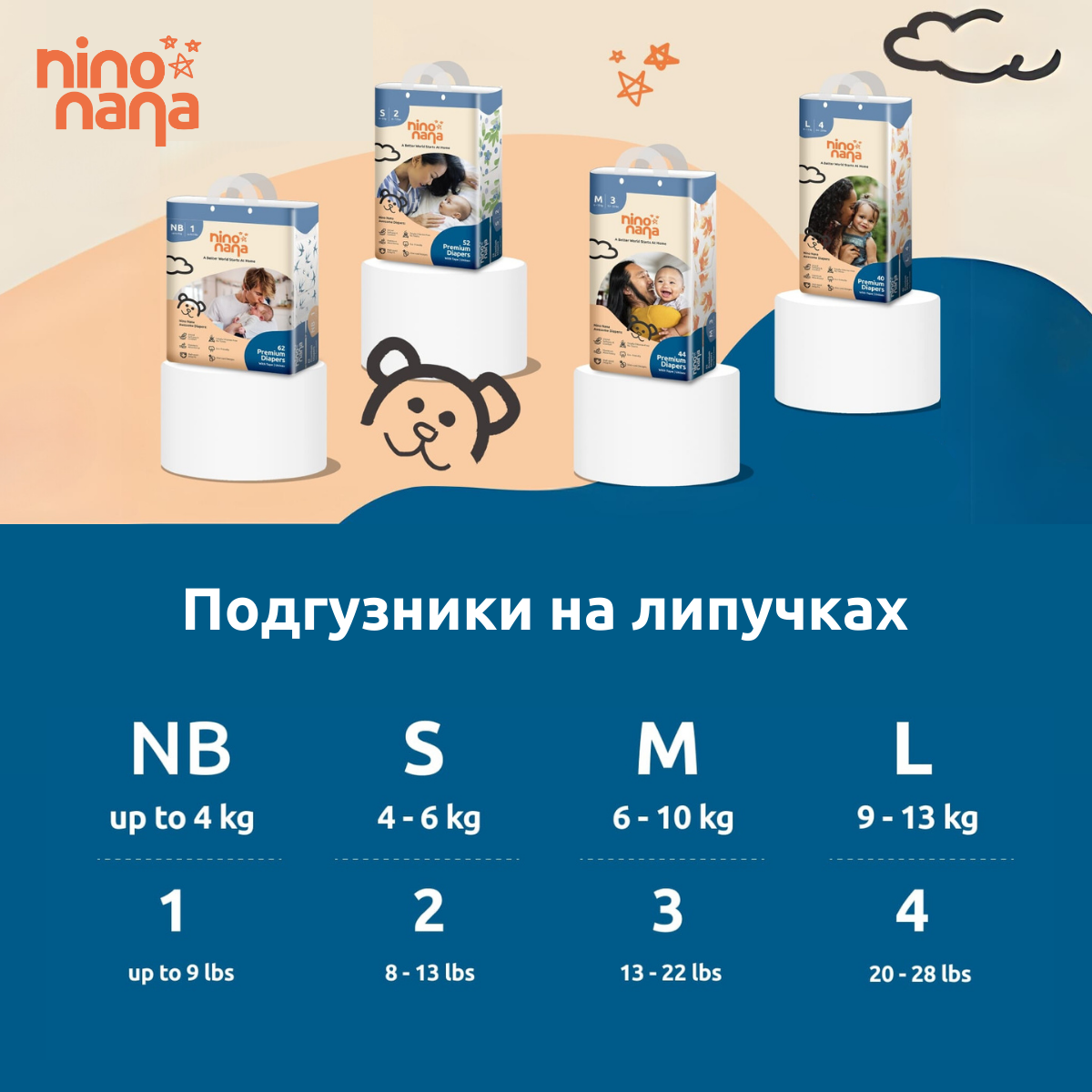 Подгузники Nino Nana L 9-13 кг. 40 шт. Рыбки - фото 3