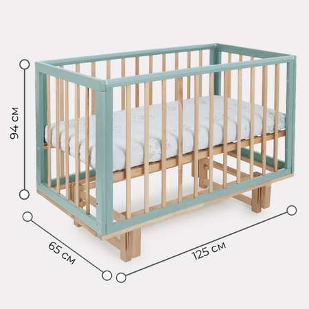 Детская кроватка Rant Indy прямоугольная, продольный маятник (голубой)