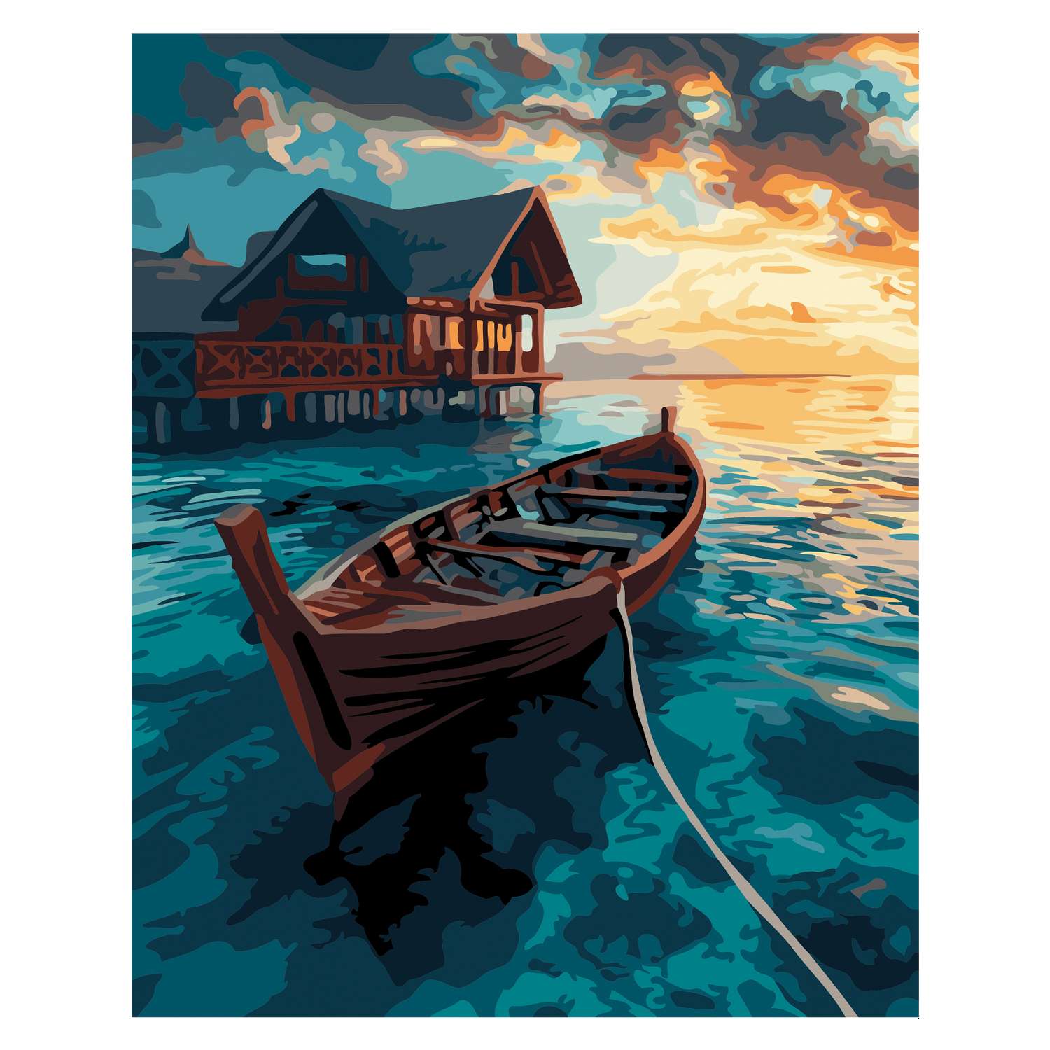 Картина по номерам Hobby Paint холст на деревянном подрамнике 40х50 см Лодка на рассвете - фото 2