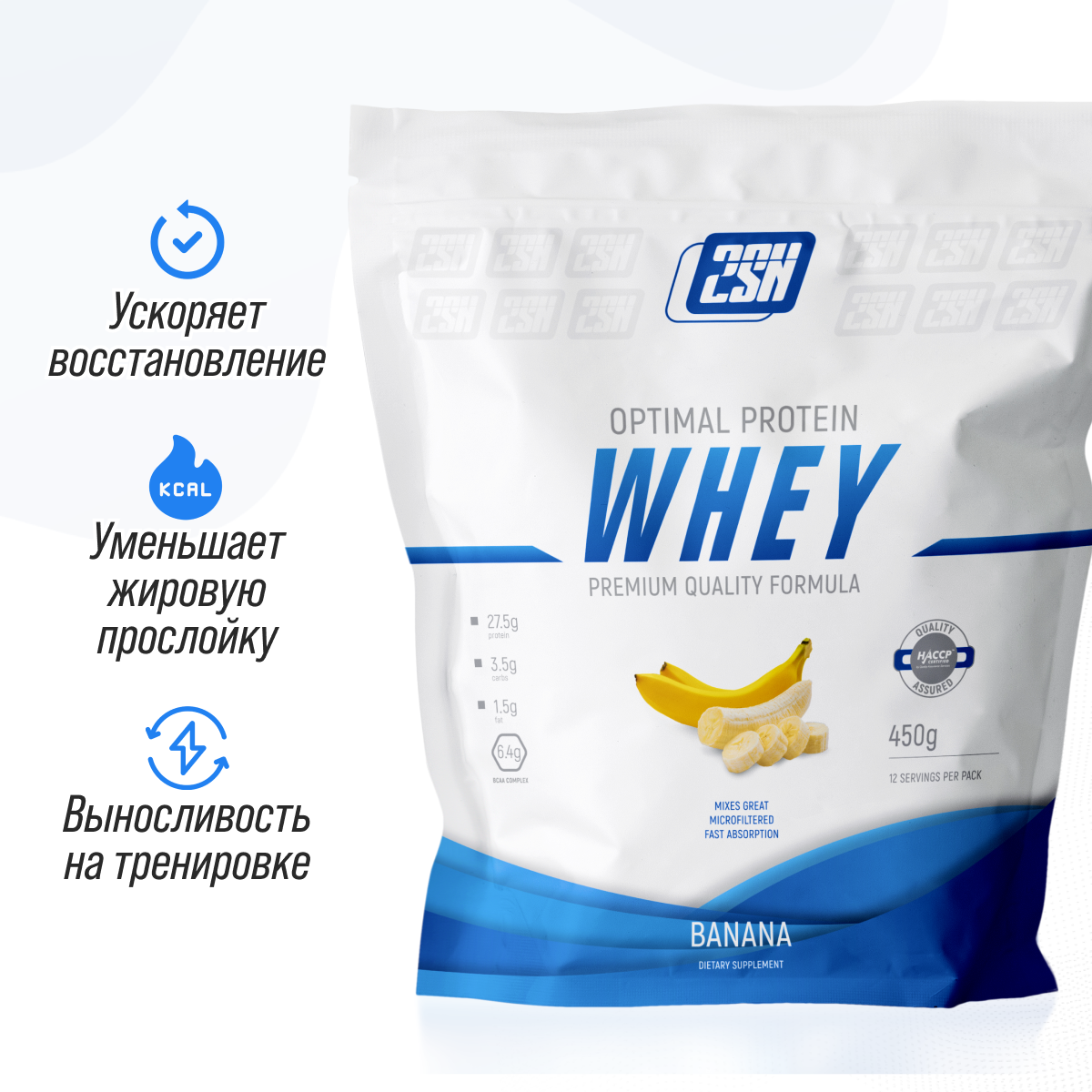 Протеин сывороточный 2SN Whey Protein 12 порций 450 г Банан - фото 1