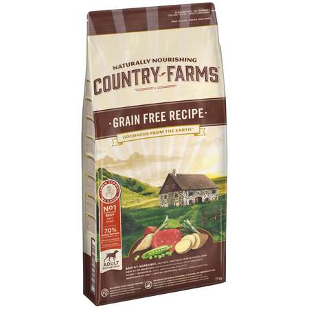 Корм для собак Country Farms Grain Free с говядиной 11кг