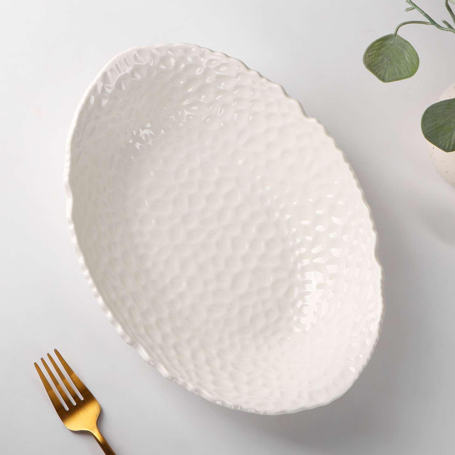 Блюдо сервировочное Sima-Land керамическое овальное «Воздушность» 1 л цвет белый - фото 2