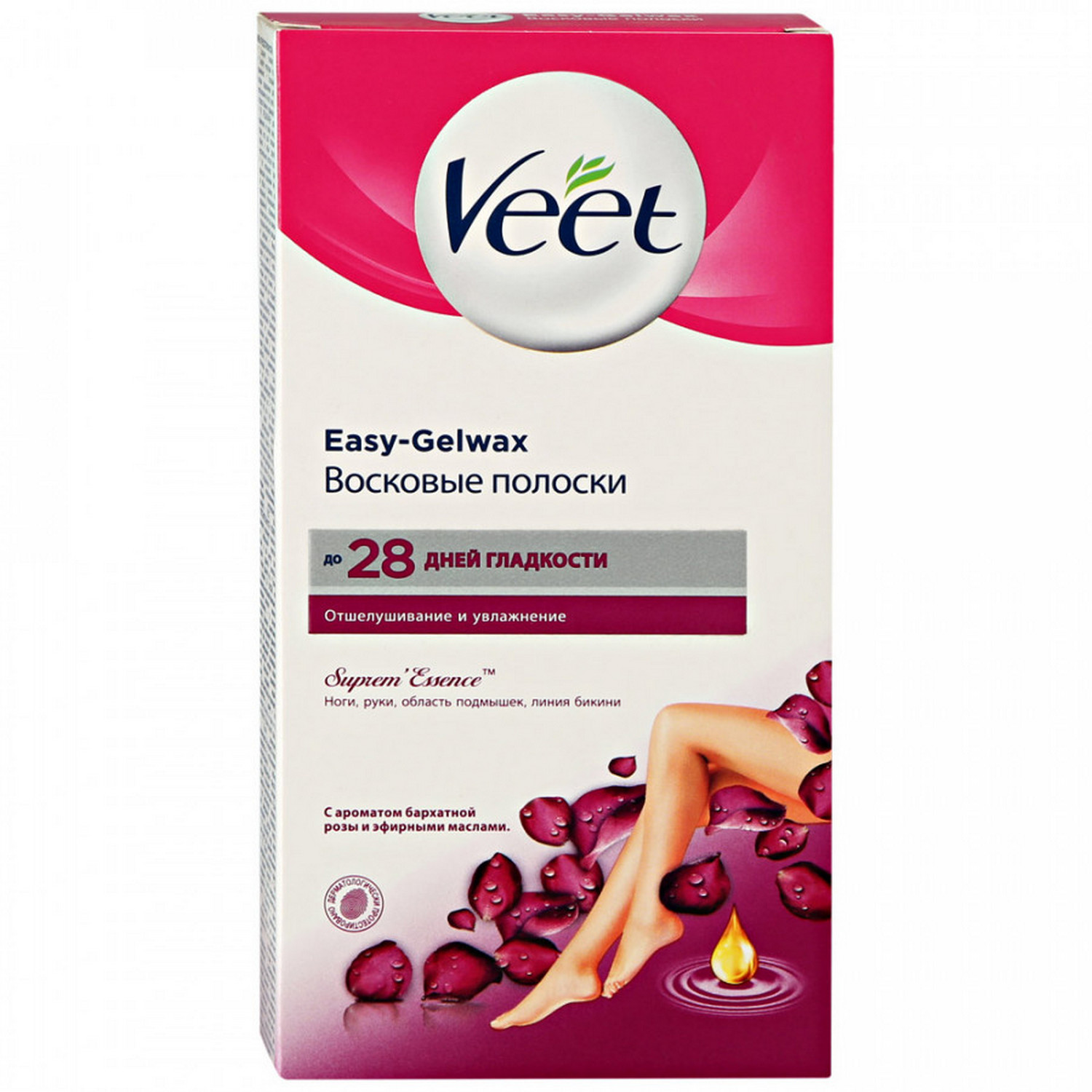 Полоски восковые VEET С ароматом бархатной розы и эфирными маслами 10шт+ 2шт - фото 1