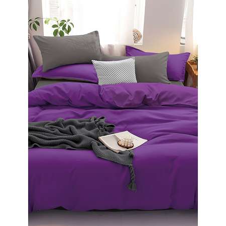 Комплект постельного белья PAVLine Манетти полисатин Евро фиолетовый/серый S26