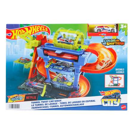 Автомойка Hot Wheels Безумные виражи многоуровневый, гибкий