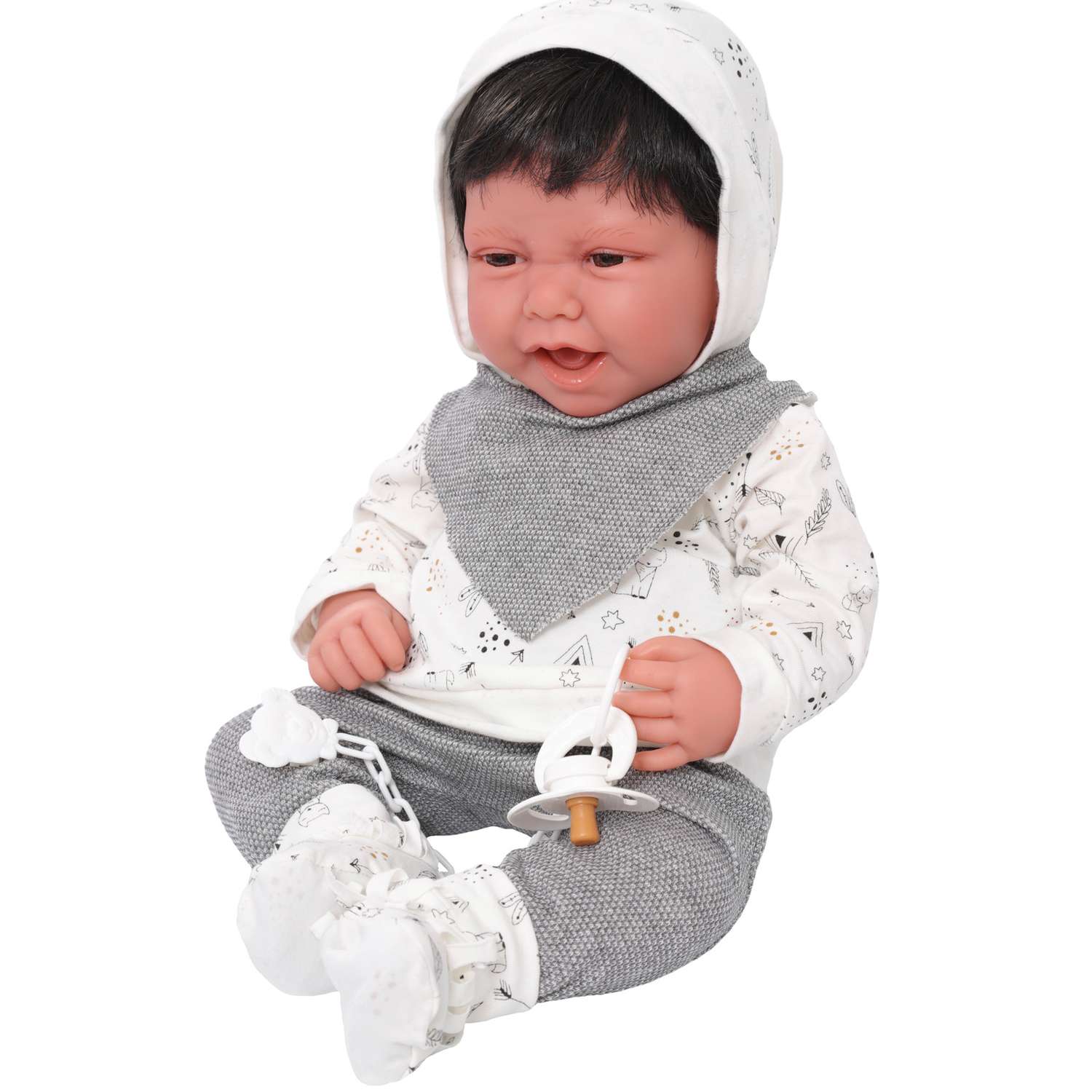 Кукла младенец Antonio Juan Реборн Эльза в сером 40 см мягконабивная 3389G - фото 6