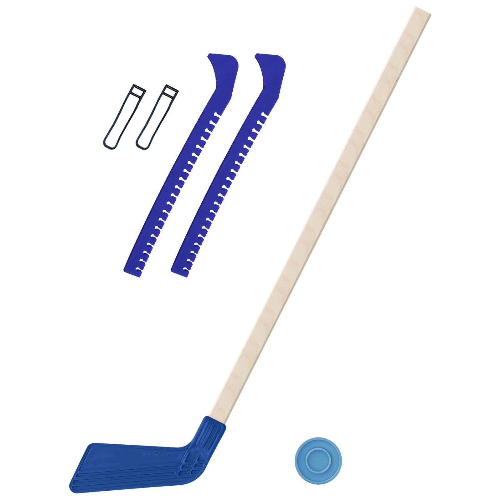 Набор для хоккея Задира Клюшка хоккейная детская синяя 80 см + шайба + Чехлы для коньков синие - фото 1
