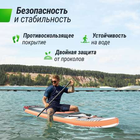 SUP-борд UNIX Line Summertime (360 см) сап-борд в рюкзаке, в комплекте весло, 3 плавника, насос с монометром