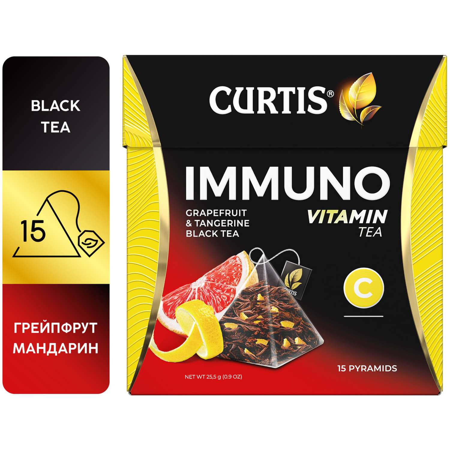 Чай черный Curtis Immuno 15 пирамидок с цедрой апельсина и лимона витамином C - фото 2