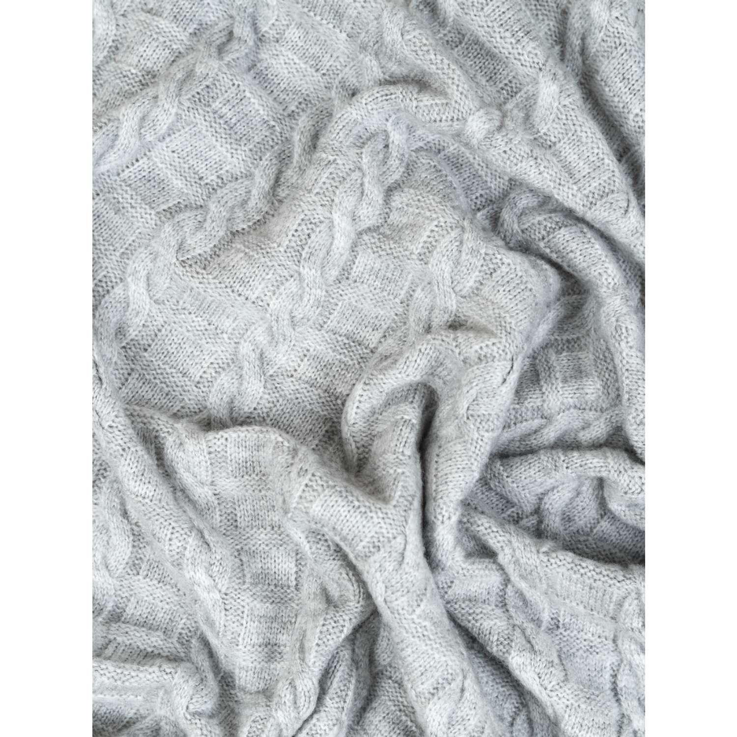 Плед-покрывало детский вязаный WARM WHIFF D-31 светло-серый мохер на выписку в коляску в кроватку 90x110 - фото 3