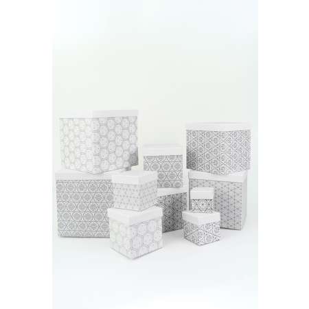 Набор подарочных коробок Cartonnage 10 в 1 Геометрия Черный белый