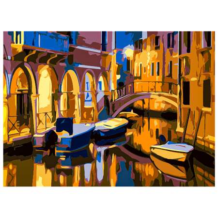 Картина по номерам Рыжий кот Венеция в ночных огнях 22х30 см