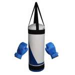 Детский набор для бокса Belon familia груша с перчатками цвет белый и синий с полосой