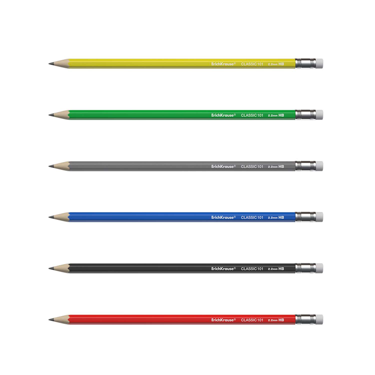 Чернографитный карандаш ErichKrause пластиковый шестигранный с ластиком Classic 101 HB 12 шт - фото 2