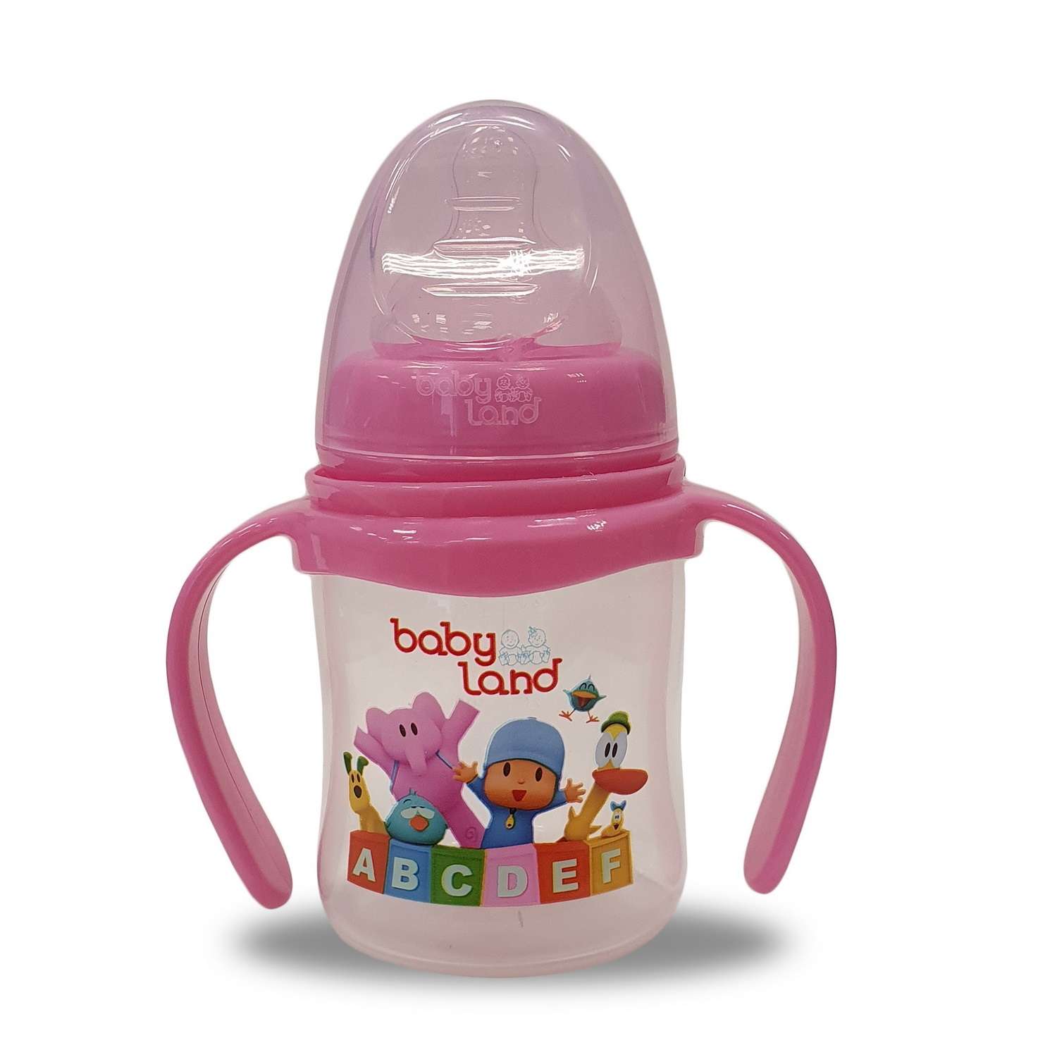 Бутылочка Baby Land с ручками 150мл с силиконовой анатомической соской Air System розовый - фото 1