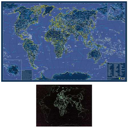Карта мира РУЗ Ко Светящаяся в темноте