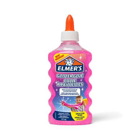 Клей для слаймов Elmers Glitter glue 177 мл с блестками Розовый