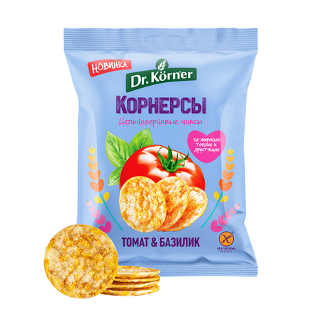 Чипсы DrKorner кукурузно-рисовые с томатом и базиликом 14 шт. по 50 гр.