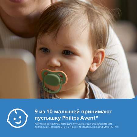 Пустышка Philips Avent ultra air с футляром 2шт 6-18месяцев SCF085/20