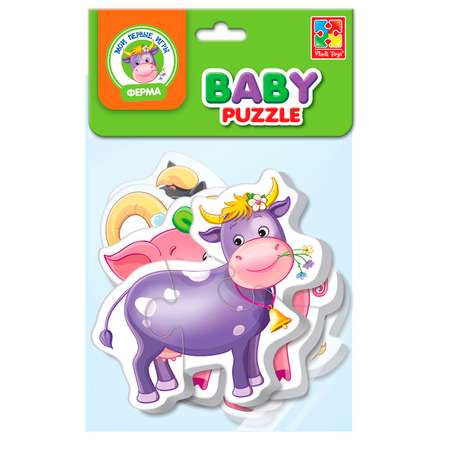 Пазлы Vladi Toys мягкие Baby puzzle Ферма 4 картинки 16 элементов