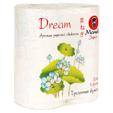 Туалетная бумага Maneki Dream с ароматом утренней свежести 3 слоя 4 рулона