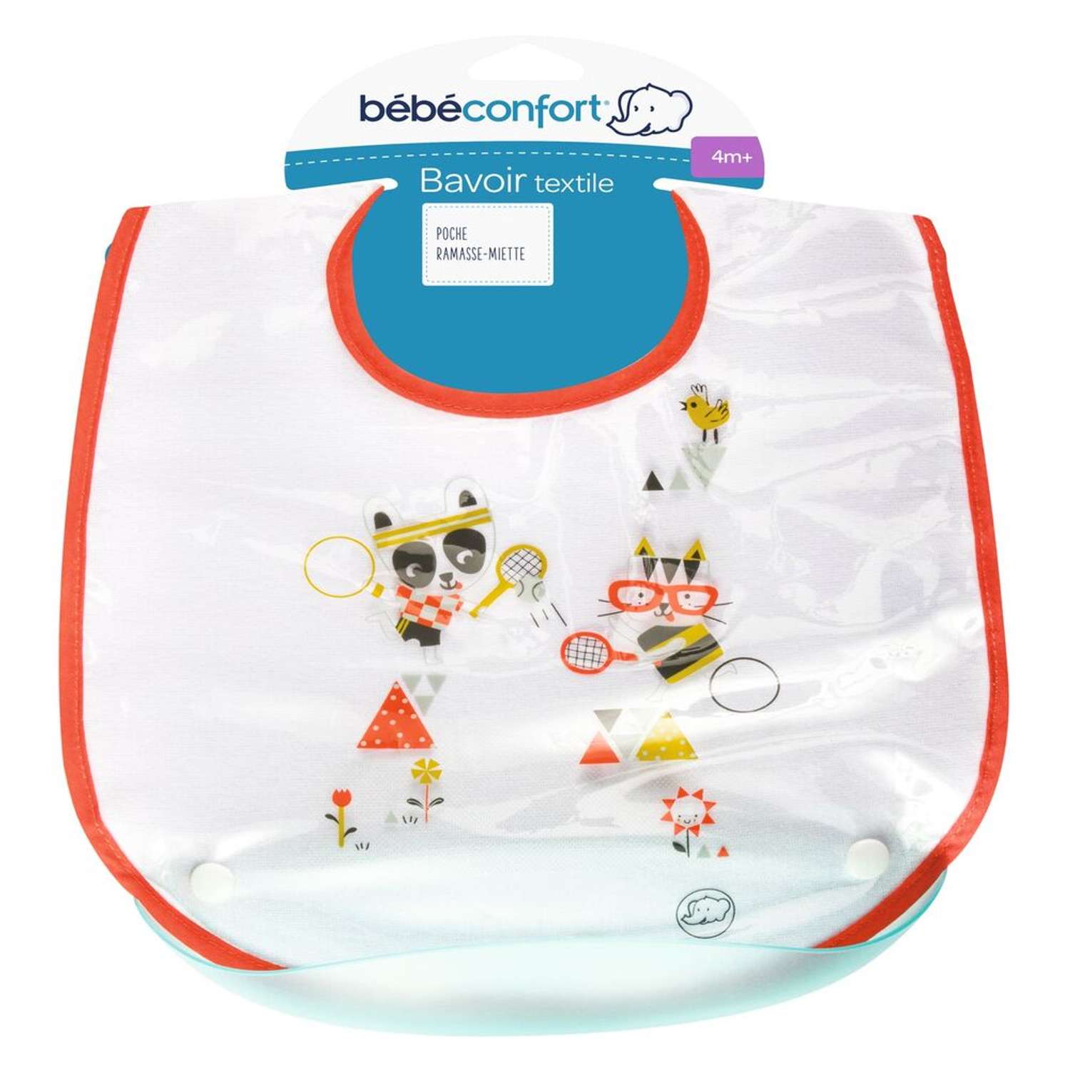 Нагрудник Bebe Confort Из хлопка на липучке с пластиковым кармашком от 4 мес Мультиколор - фото 2