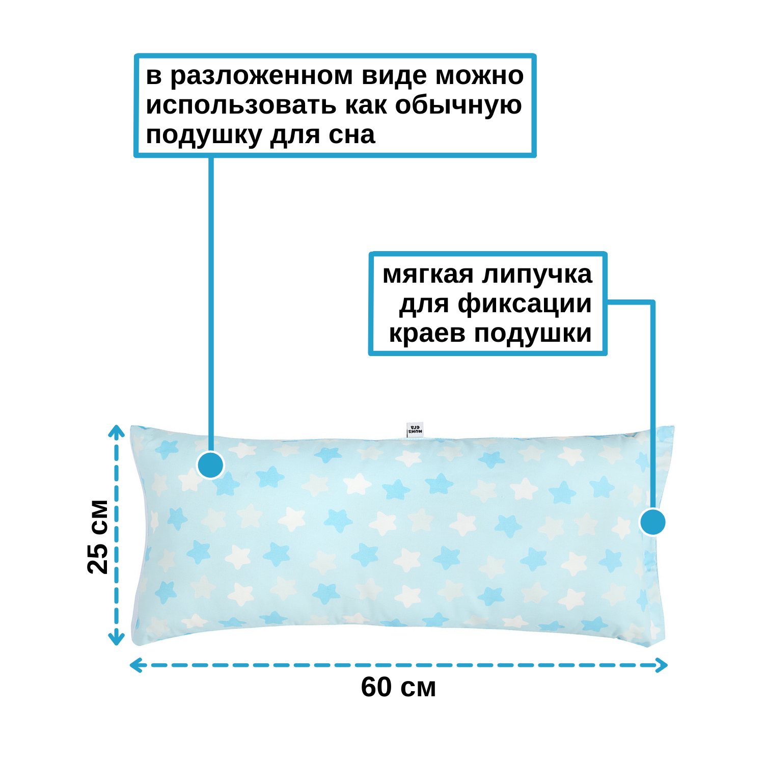 Подушка для новорожденных Mums Era на руку для кормления и укачивания звезды на голубом - фото 7