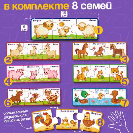 Пазл Evotoys Чей малыш - Домашние животные деревянный
