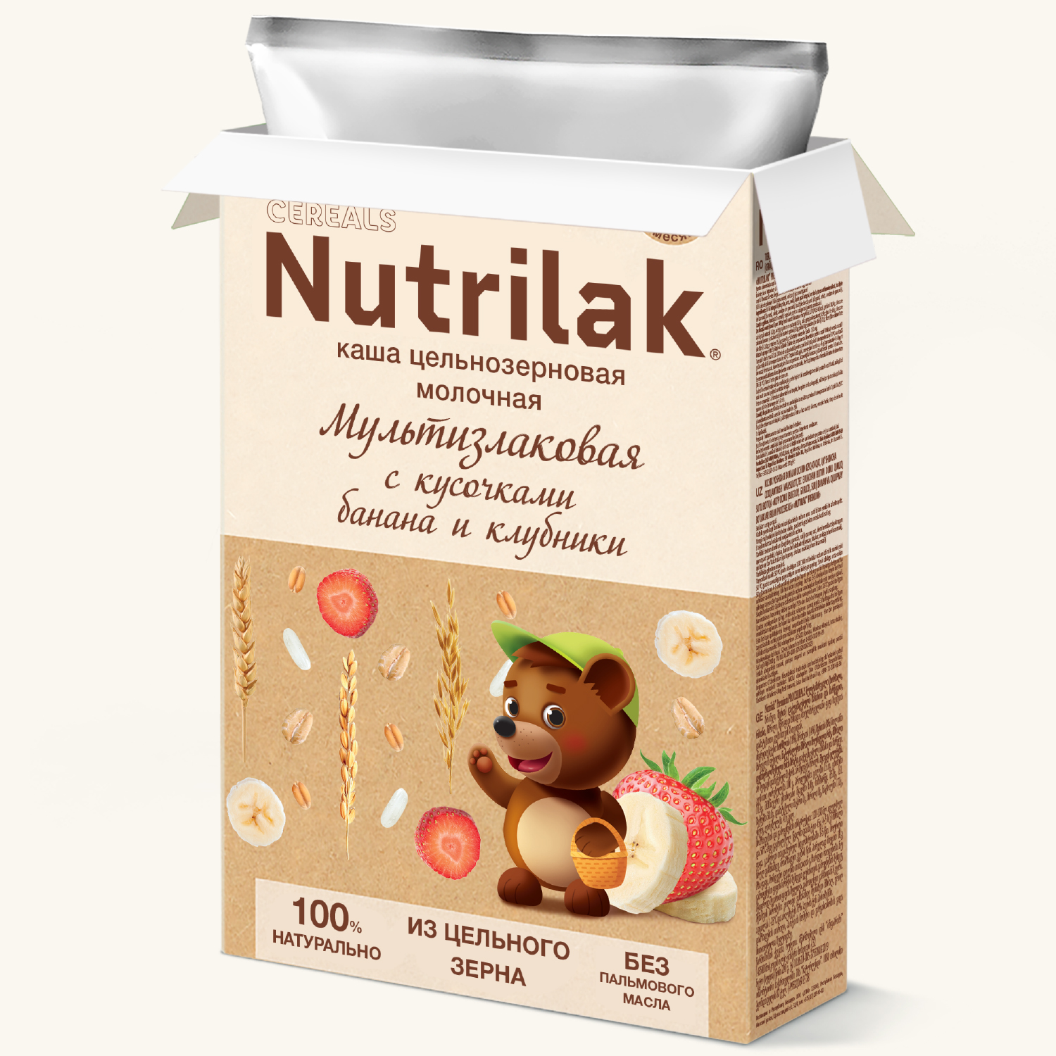 Каша молочная сухая Nutrilak Premium Procereals мультизлаковая с кусочками банана и клубники 200г - фото 7