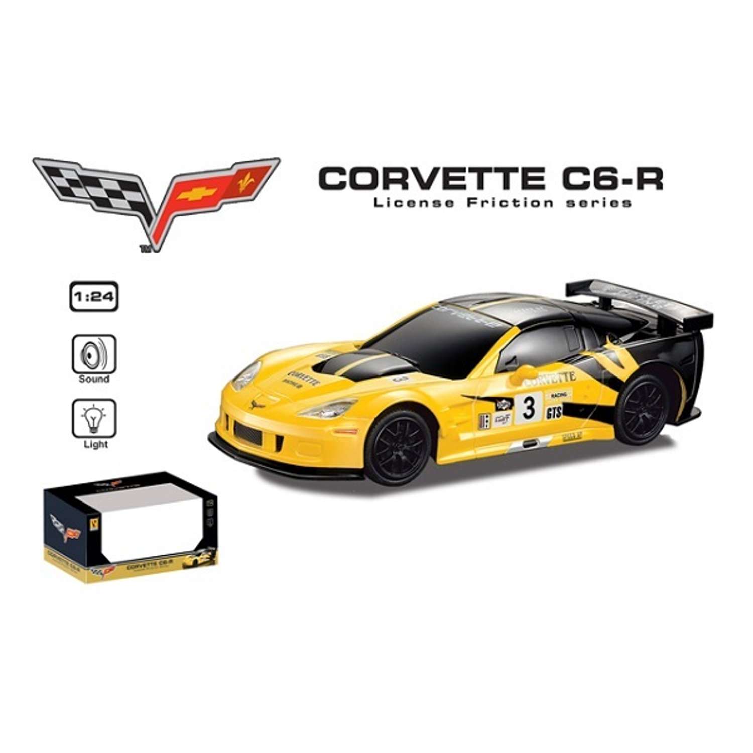 Машина инерционная GK Corvette Racing 1:24 со светом в ассортименте 1120870 - фото 2